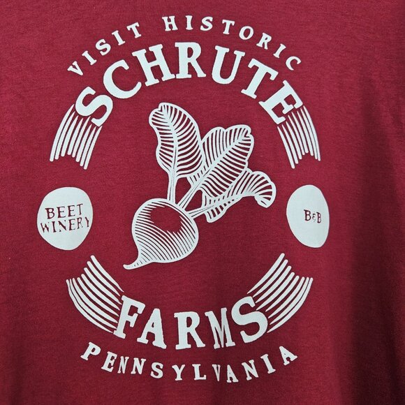 New THE OFFICE T-Shirt Womens Mens MEDIUM Long Sleeve Dwight Red Beet Farm - Picture 2 of 7